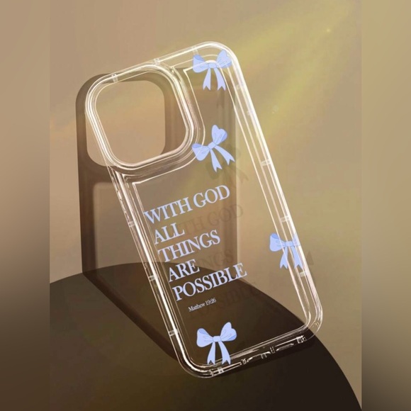 Accessories - iPhone 16 Pro Phone Case Transparent Light Blue Ribbons Shockproof